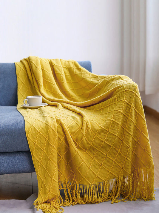 Couverture de canapé à pampilles tricotée pour la sieste d'été