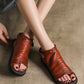 Sandales plates d'été en cuir pour femmes vintage