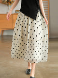 Dot Double Layers Casual Elastic Waist Skirt