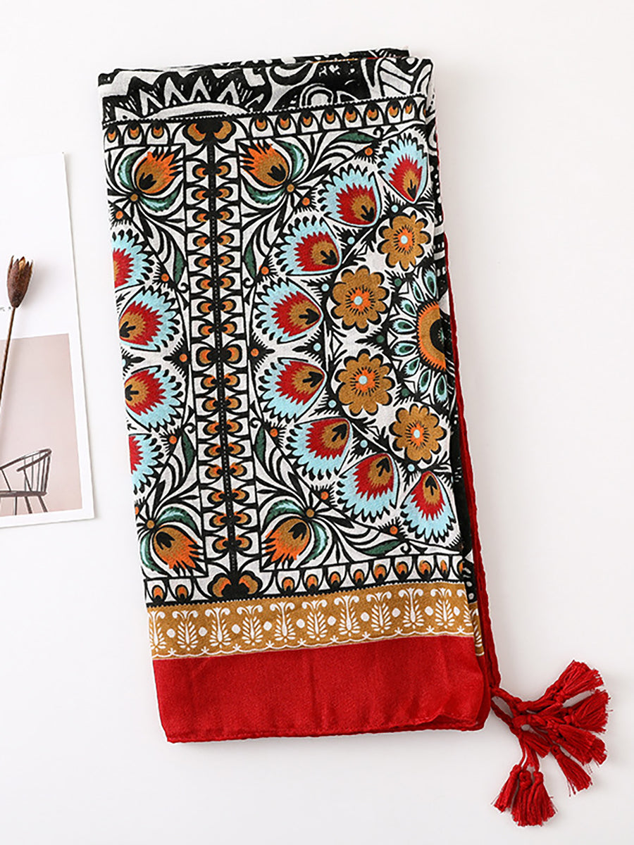 Écharpe bohème écharpe en lin de coton de style ethnique