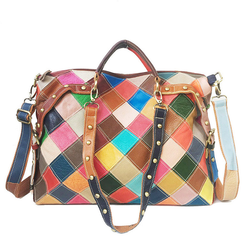 Women Mulitcolor Leather Handbag