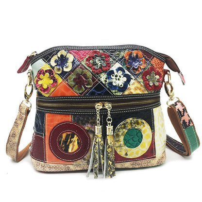 Vintage Mulitcolor Women Leather Handbag