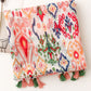 Écharpe à pampilles imprimée multicolore pour femmes