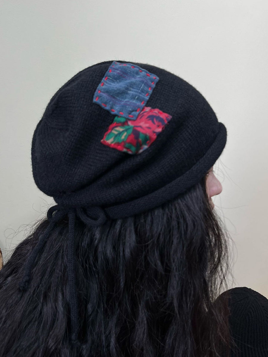 Winter Vintage Patch Artsy Women Warm Hat