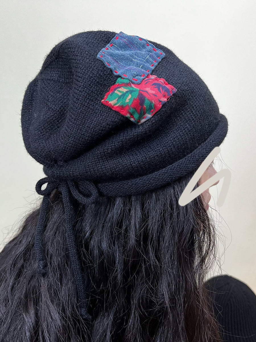 Winter Vintage Patch Artsy Women Warm Hat
