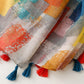 Châle écharpe à pompon imprimé coloré pour femmes