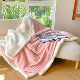 Winter Striped Solid Soft Throw Blanket