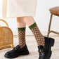 5 Pairs Women Autumn Retro Color Mix Jacquard Socks