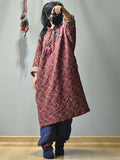 Plus Size - Vintage Floral Print 100%Cotton Coat
