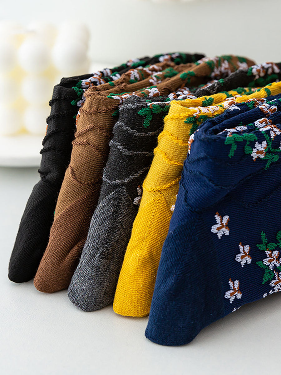 5 paires de chaussettes jacquard Spiricle vintage coréennes