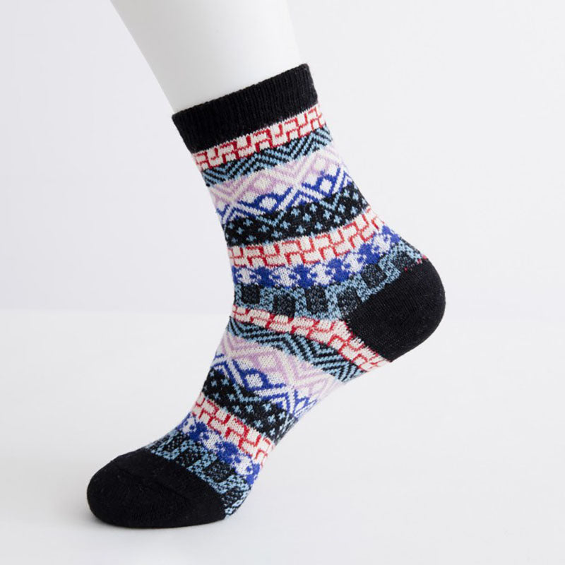 5 Pairs Women Rhomboids Jacquard Warm Socks