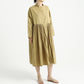 Stand Collar Long Sleeve Loose Casual Cotton Dress
