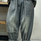 Women Vintage Spring Burrs Spliced Pocket Looose Pants