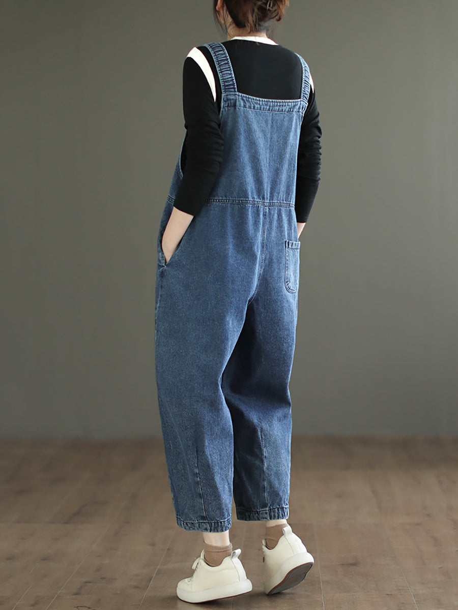 Combinaison en jean ample avec poches de printemps pour femmes