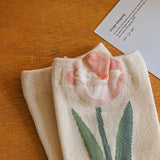 4 Pairs Vintage Artsy Flower Jacquard Lace Socks
