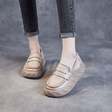 Women Casual Spring Leather Stitching Platform Shoes