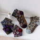 5 Pairs Spring Vintage Flower Jacquard Socks