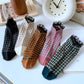 5 Pairs Women Vintage Solid Lattice Lace Socks