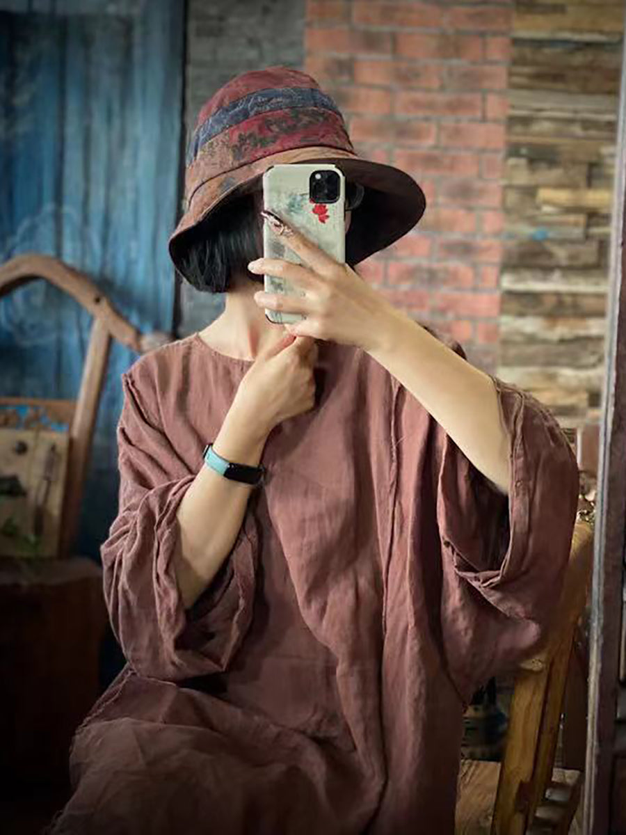 Women Vintage Floral Patchwork Spliced Linen Hat