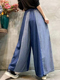 Women Spring Vintage Spliced Embroidery Wide-leg Pants