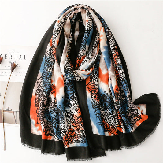 Ethnic Tie-dye Print Travel Soft Sunscreen Shawl Sacrf