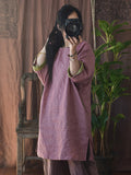 Women Vintage Spring Stripe Frog Split Hem Robe Dress