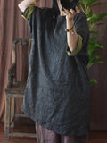 Women Vintage Spring Stripe Frog Split Hem Robe Dress