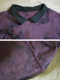 Women Chinese Style Drawstring Print Loose Dress
