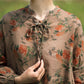 Women Prairie Chic Artsy Rose Drawstring Loose Shirt