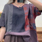 Women Summer Irregular Spliced Stitching Ramie Shirt