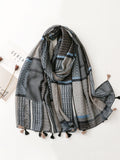 Artsy Geometric Plaid Tassel Travel Sunproof Shawl Scarf