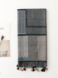 Artsy Geometric Plaid Tassel Travel Sunproof Shawl Scarf