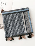 Artsy Geometric Plaid Tassel Travel Sunproof Shawl Scarf