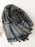 Artsy Geometric Plaid Tassel Travel Sunproof Shawl Scarf