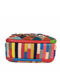 Vintage Leather Flower Multicolor Knitted Strap Shoulder Bag