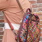 Women Vintage Genuine Leather Knitted Spliced Backpack