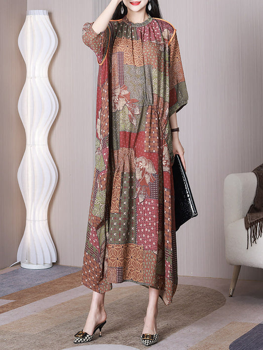 Robe d'été Vintage en Patchwork pour femmes, coutures irrégulières