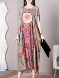 Women Summer Vintage Flower Spliced Loose Dress