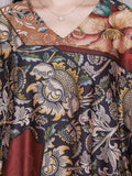 Women Summer Vintage Flower Spliced Loose Silk Dress