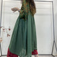 Women Summer Retro Flower Spliced Pleat Loose Cotton Dress