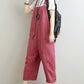 Women Summer Casual Solid Pocket Frayed Loose Jumpsuits