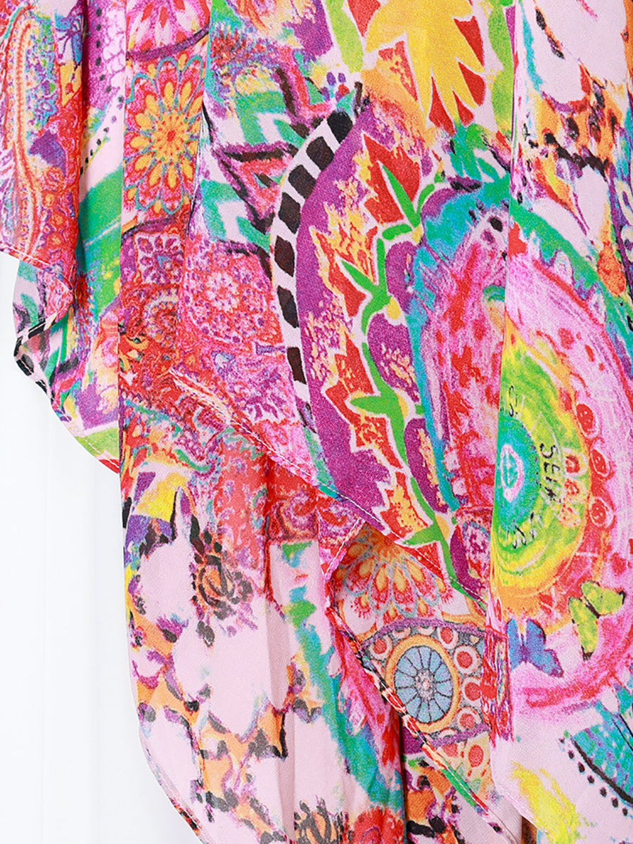 Women Summer Fashion Print Travel Sunproof Shawl Shirt