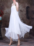 Women Summer Casual Solid Dual-layer Vest Tulle Dress