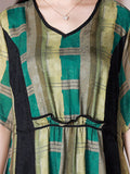 Women Summer Plaid Spliced Lacework V-Neck Dress