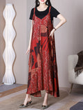 Women Summer Flower Irregular V-Neck Vest Dress