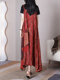 Women Summer Flower Irregular V-Neck Vest Dress
