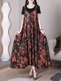 Women Summer Flower Irregular V-Neck Vest Dress