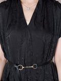 Women Summer Vintage Jacquard Pocket V-Neck Dress
