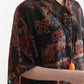 Women Ethnic Flower Print Button Thin Polo Collar Dress