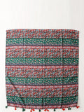 Women Ethnic Floral Colorblock Tassel Travel Scarf